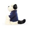 Bashful Black & Cream Puppy with Personalised Navy Jumper - Image 3
