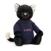 Bashful Black Kitten with Personalised Navy Jumper