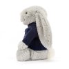 Bashful Silver Bunny with Personalised Navy Jumper - Image 3