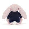 Bashful Pink Bunny with Personalised Navy Jumper - Image 4