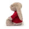 Bashful Beige Bunny with Personalised Red Jumper - Image 3