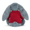 Bashful Dusky Blue Bunny with Personalised Red Jumper - Image 4