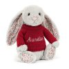 Blossom Silver Bunny with Personalised Red Jumper